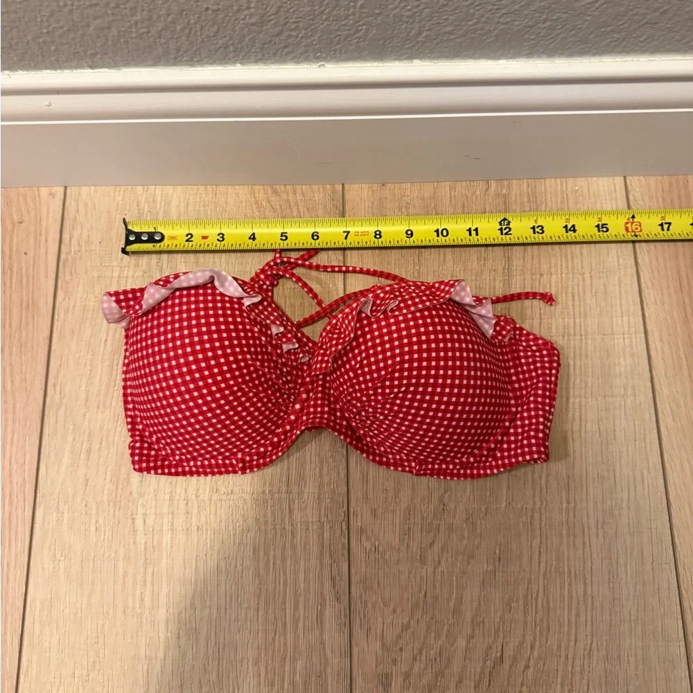 👙🔥 Choice by Blue Wave Red Gingham Bikini Top 36C Underwire Halter Swim